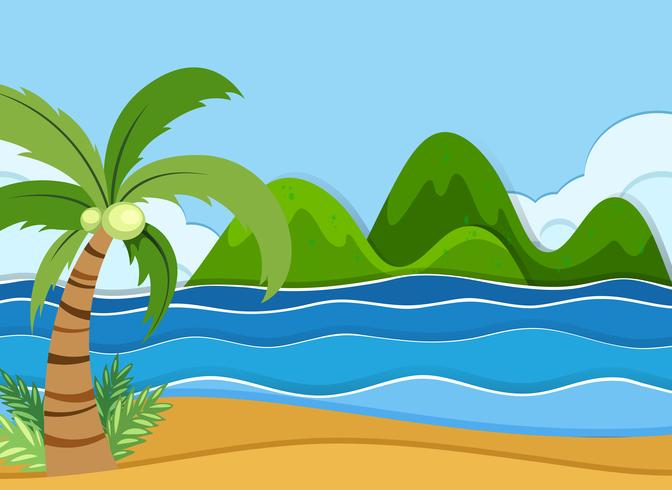 Un paisaje de playa de verano. vector