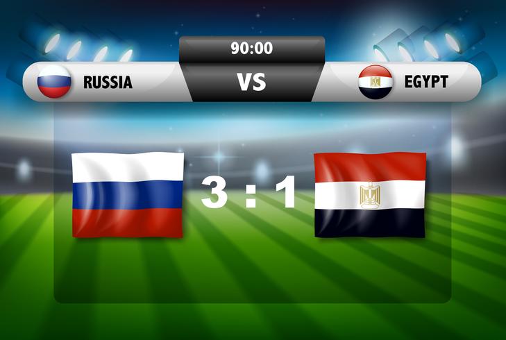 Rusia vs Egipto tabla de puntuaciones vector