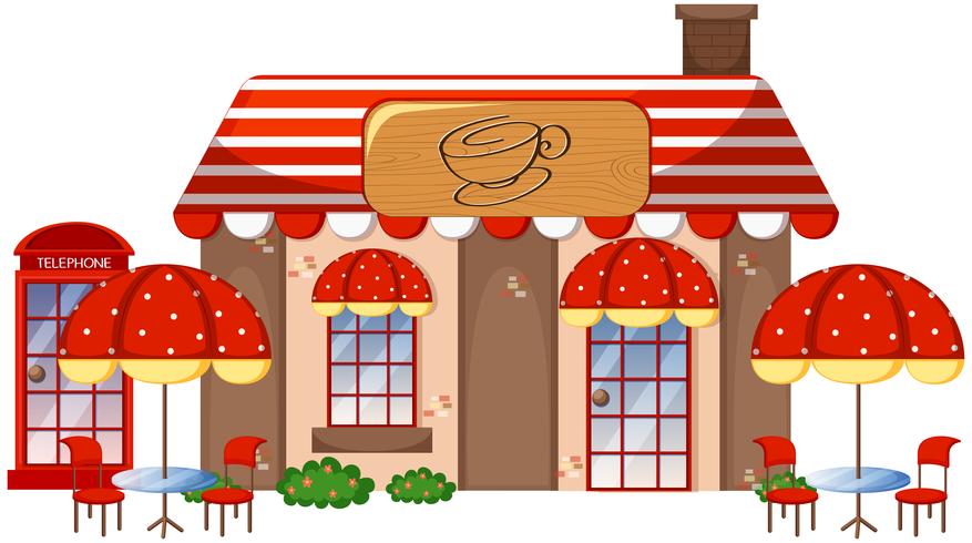 A coffee shop on white background vector