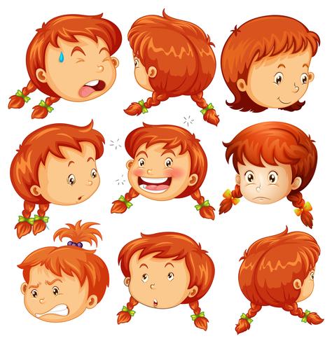 Girl with different facial expressions vector