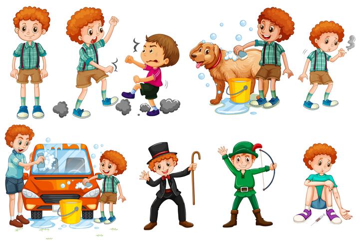 Boy in different actions vector