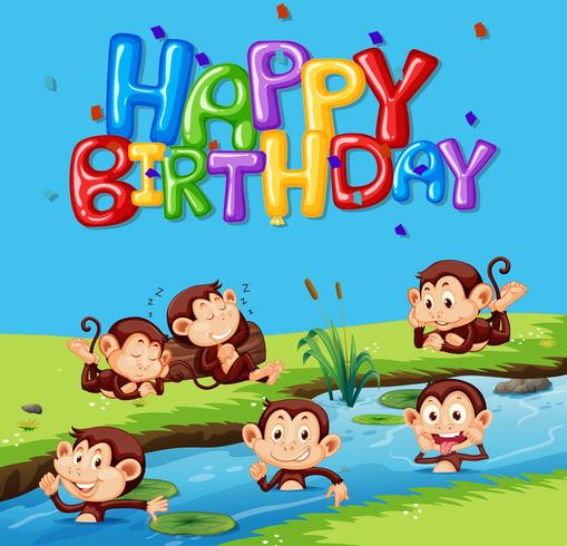 Happy birthday template with monkey 432409 Vector Art at Vecteezy