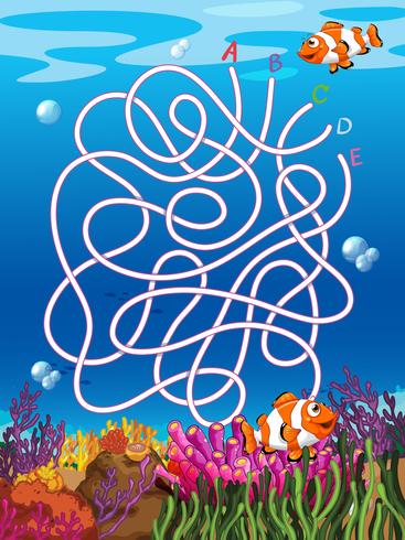 Underwater maze with clown fish vector