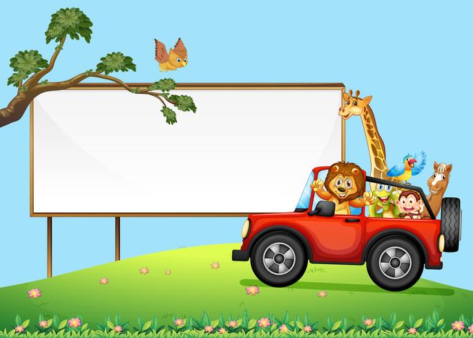 A Sign Board and Wild Animals vector