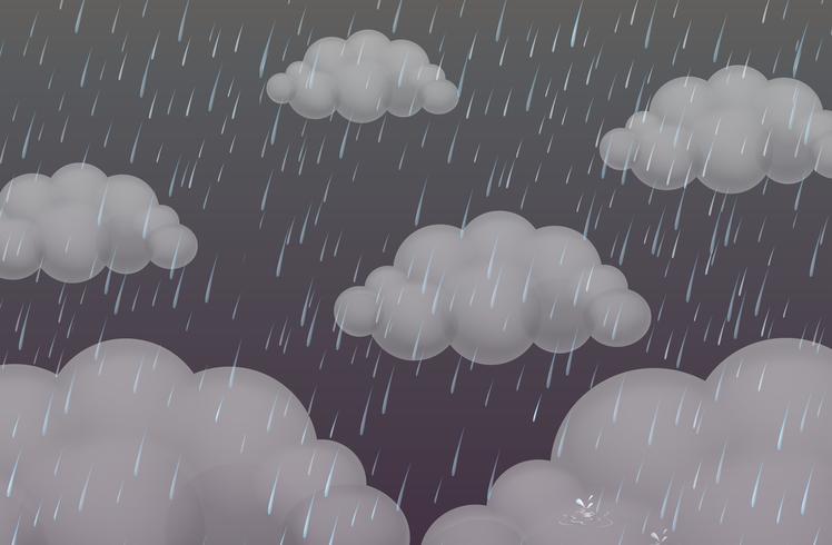 Background with rain in dark sky vector