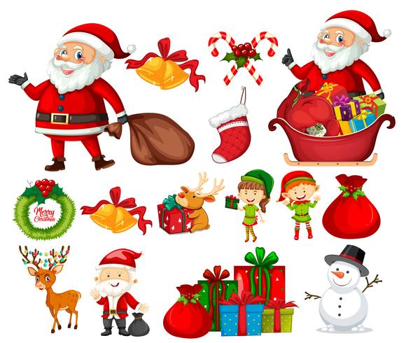 Set of christmas element vector