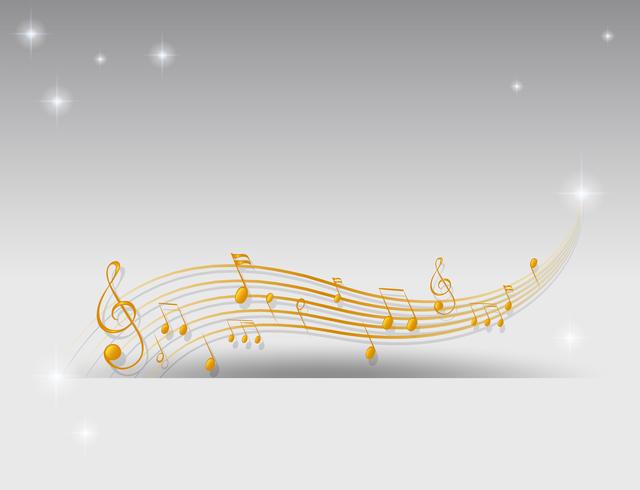 Background design with golden musical notes vector