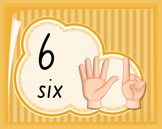 Number six hand gesture vector