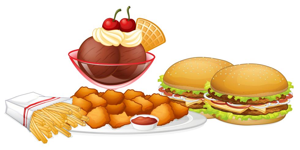 Set of junk food vector