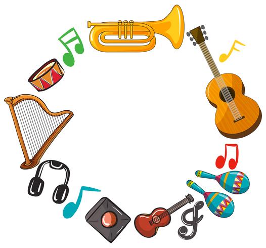 Plantilla de borde con instrumentos musicales vector