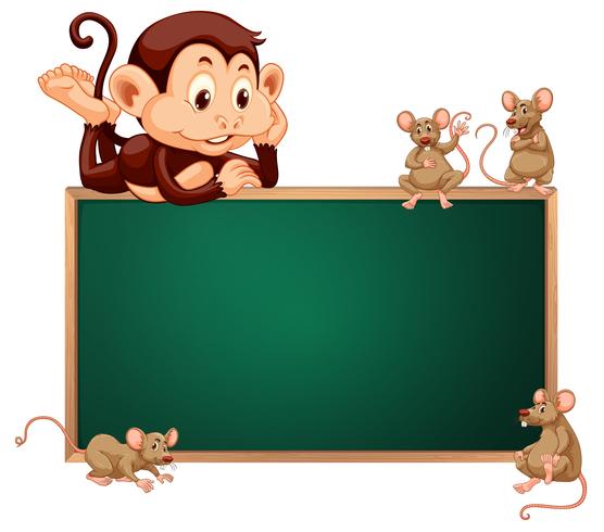 Monkey and rat blackboard banner vector