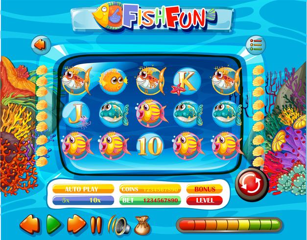 Underwater fish game template vector