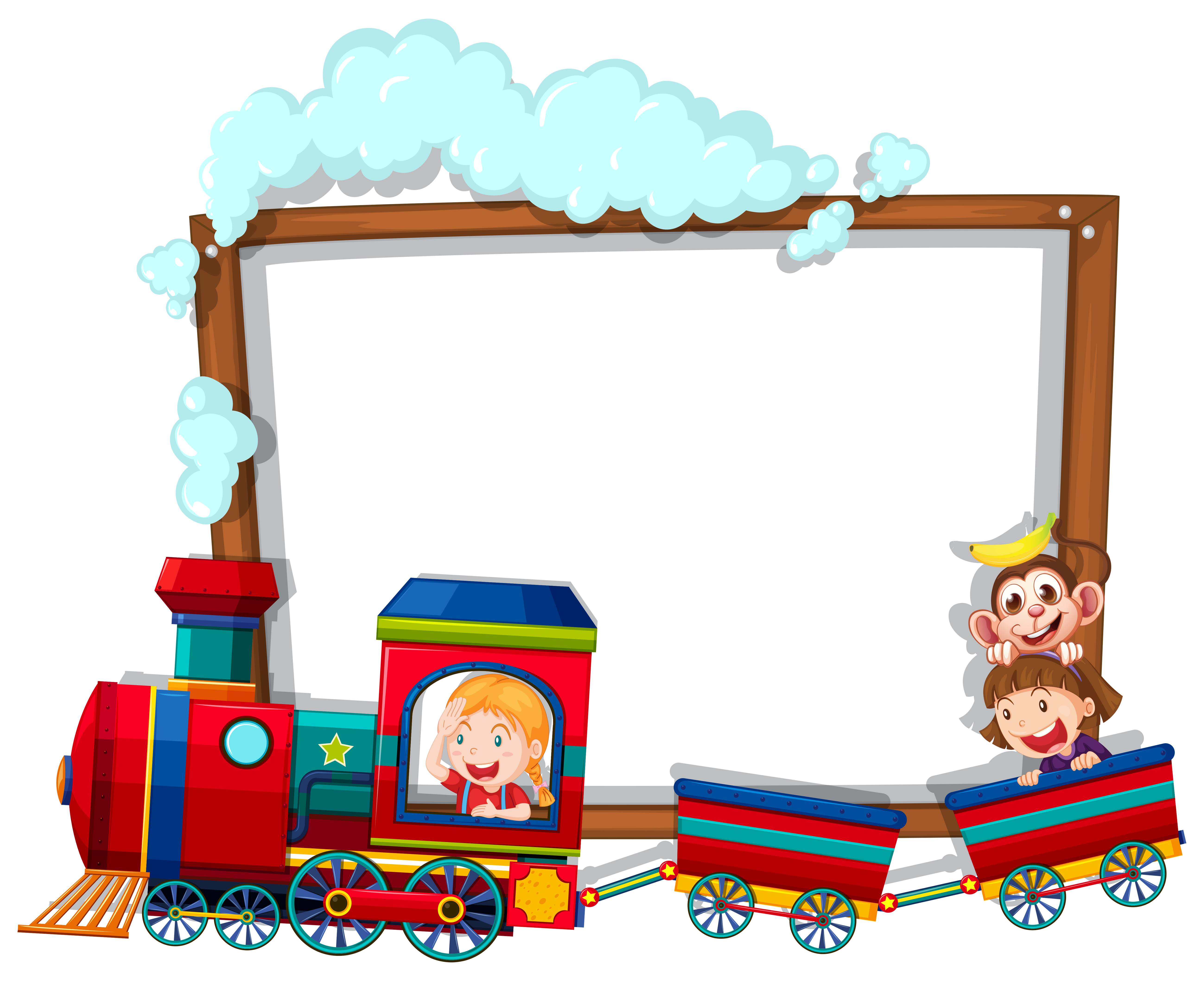 Download Border template with kids on the train - Download Free ...