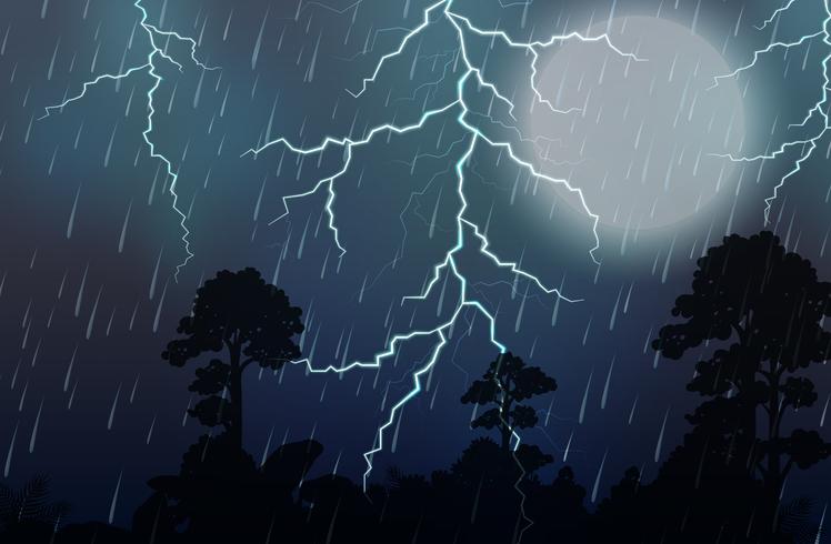 Una noche de tormenta y lluvia vector