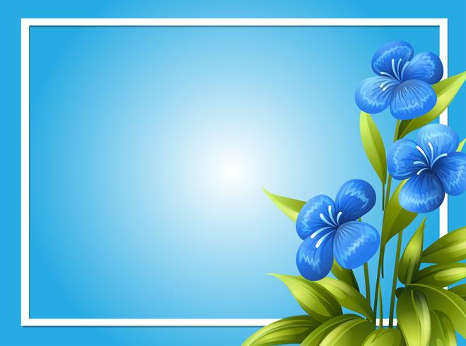 Plantilla de borde con flores azules vector