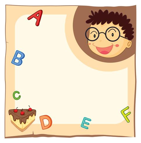 Paper template with boy and alphabets vector