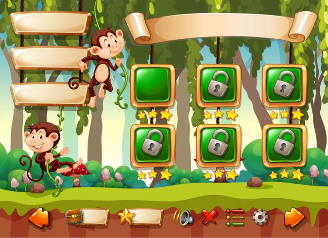 Jungle monkey game template vector