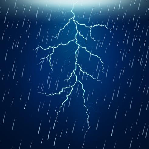 Heavy rain and thunderstorm at night vector