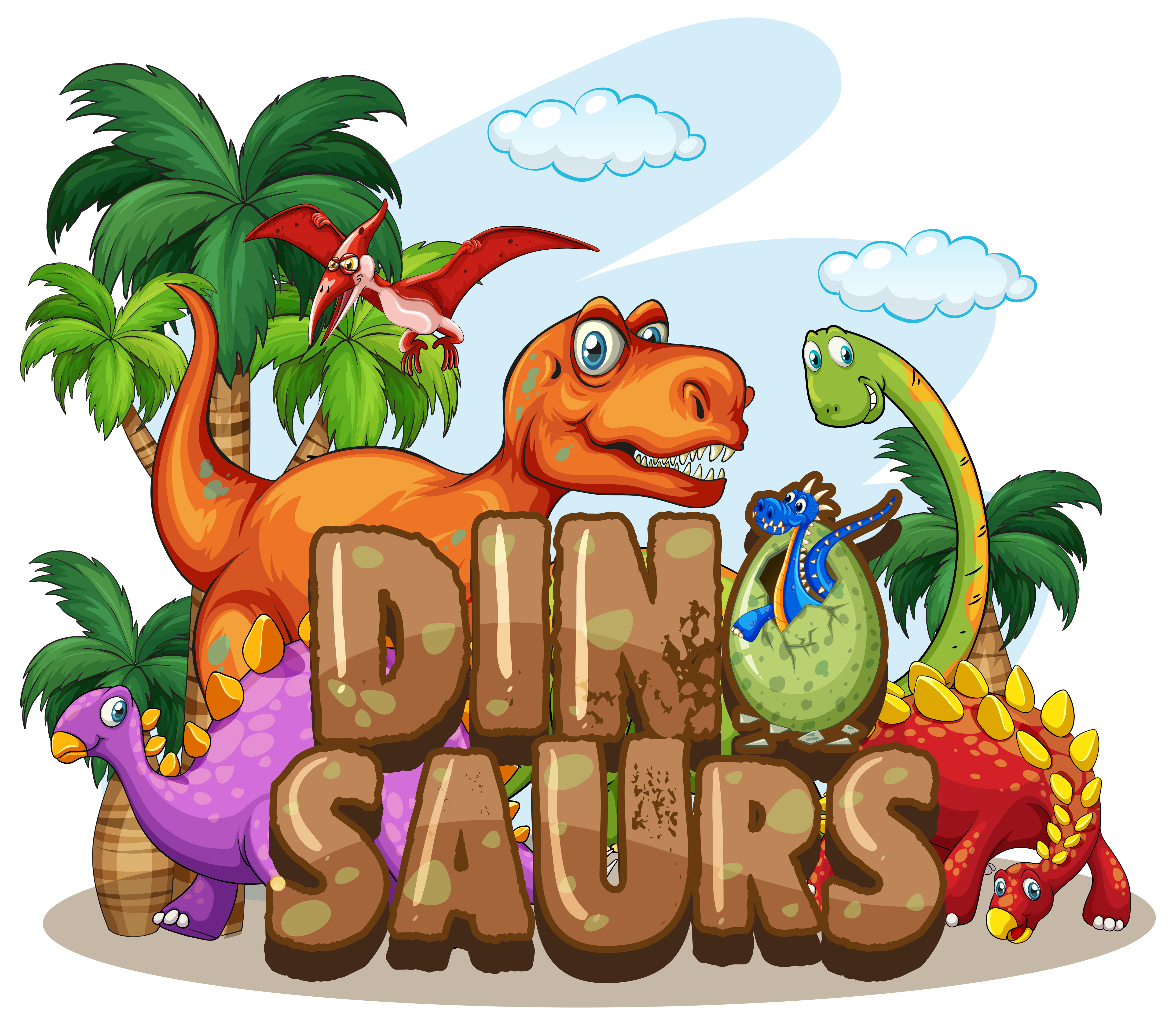 Dinosaur world design with many dinosaurs 432665 Vector Art at Vecteezy