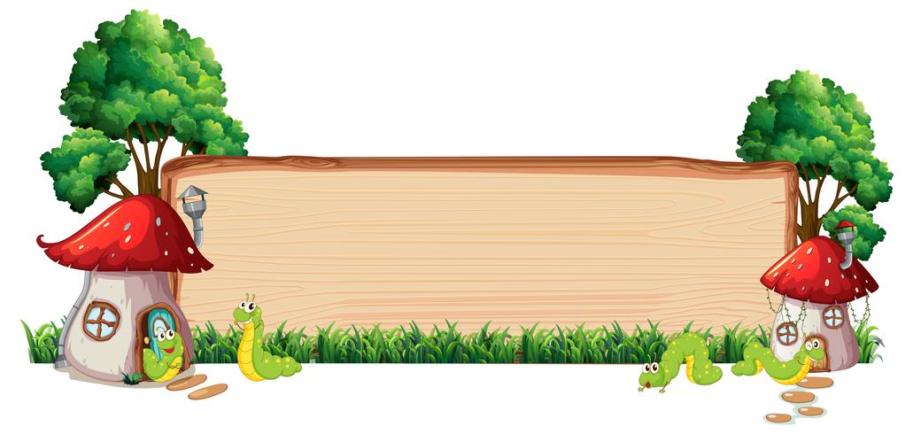 Mushroom house on wooden board vector