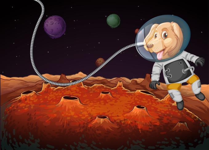 A dog astronaut in space vector