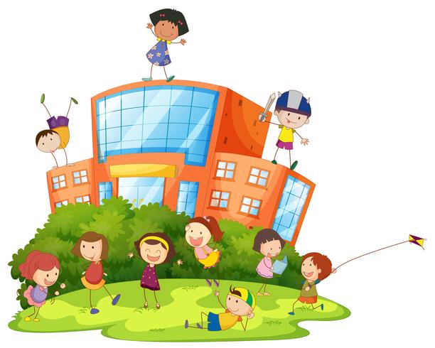 Children playing at school vector