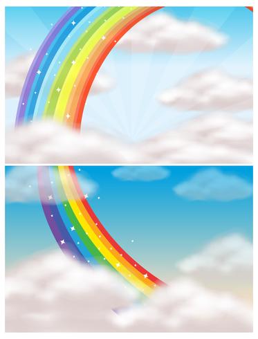 Un hermoso cielo y arco iris vector