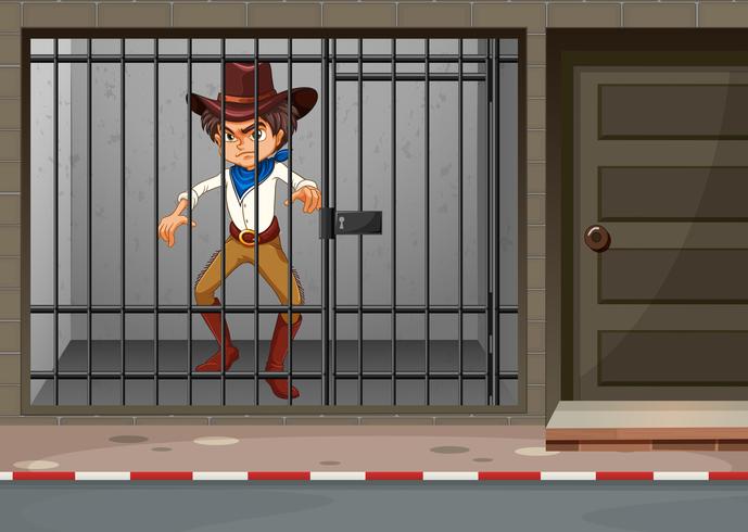 Cowboy being locked in jail 432685 Vector Art at Vecteezy