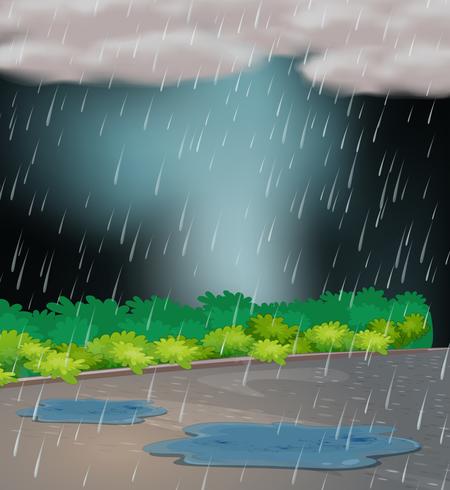 Background scene with rain in the garden vector