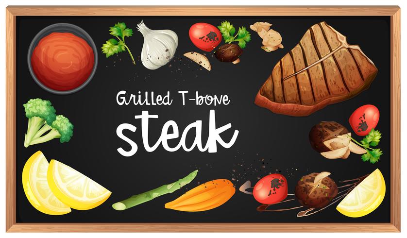 Steak Menu and Element on Blackboard vector