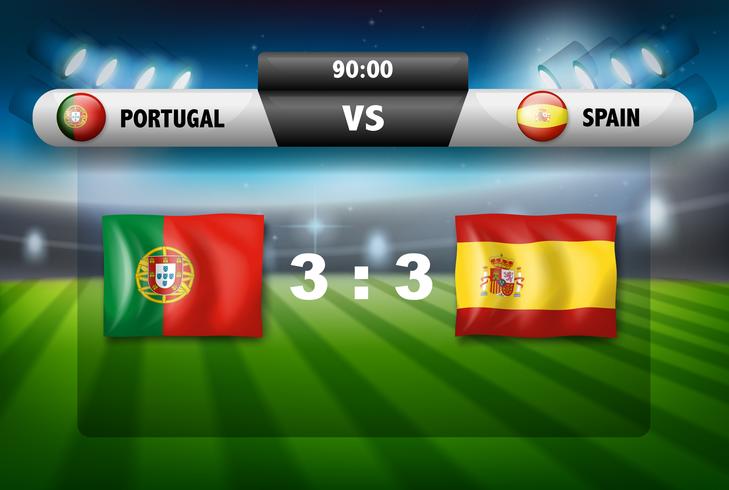 Protugal VS Spain scoreboard vector