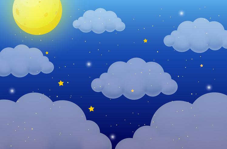 Nature background with moon and stars vector