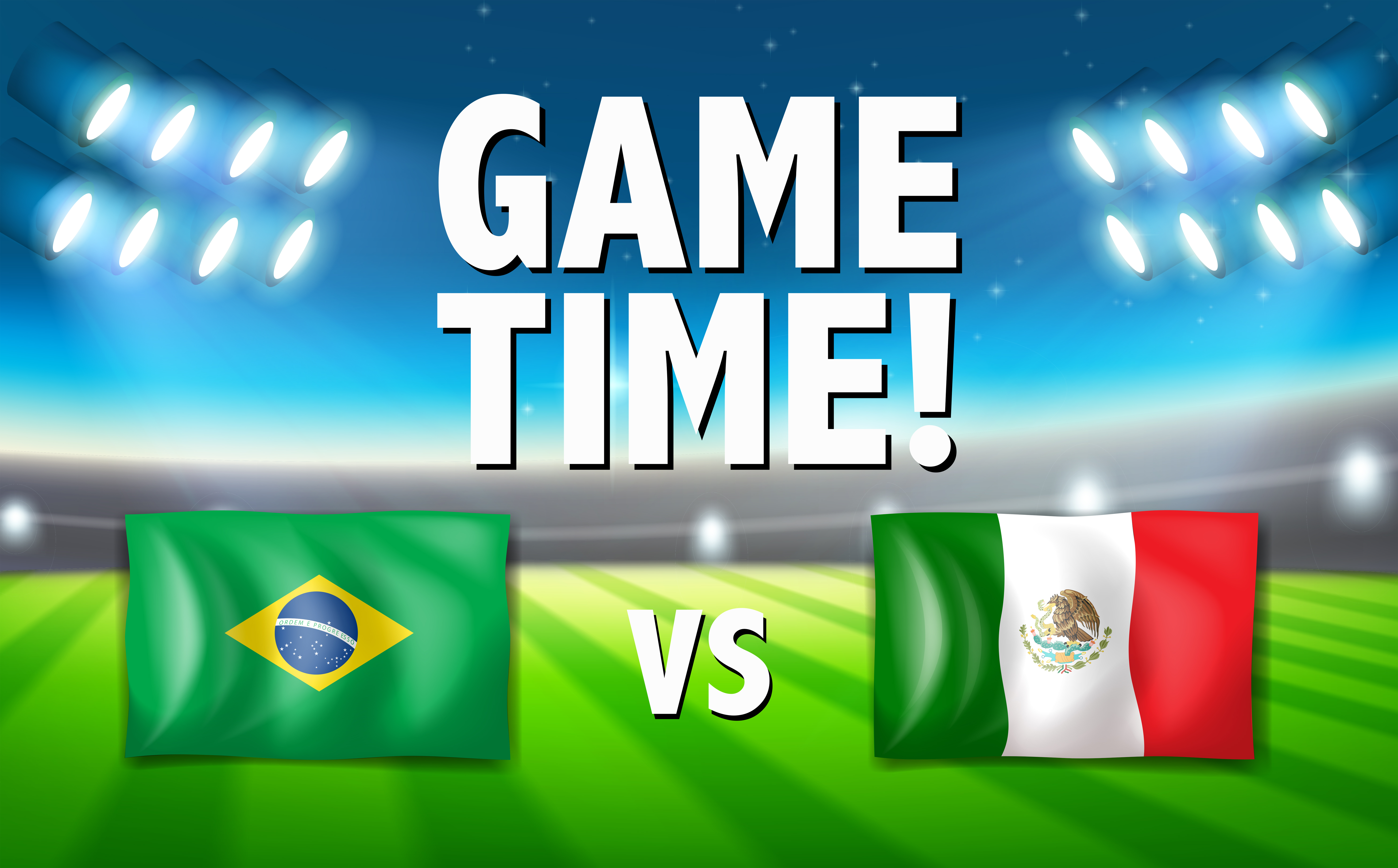 A Game Time Brazil Vs Mexico Template Download Free Vectors Clipart Graphics Vector Art