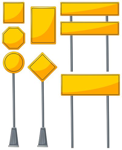 Different designs of yellow signs vector