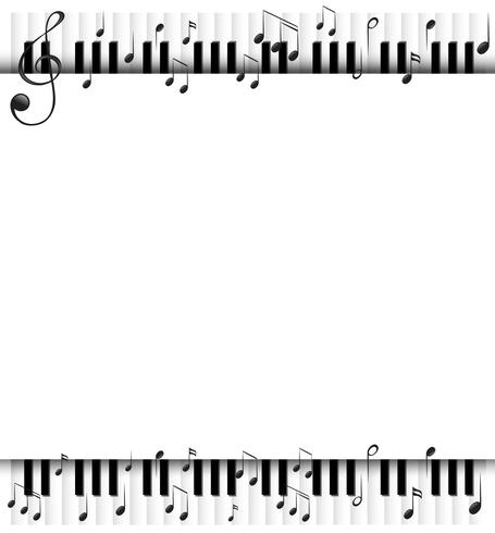 Plantilla de fondo con notas musicales y piano vector