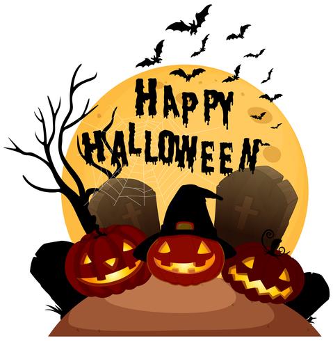 Feliz Halloween sobre fondo blanco vector