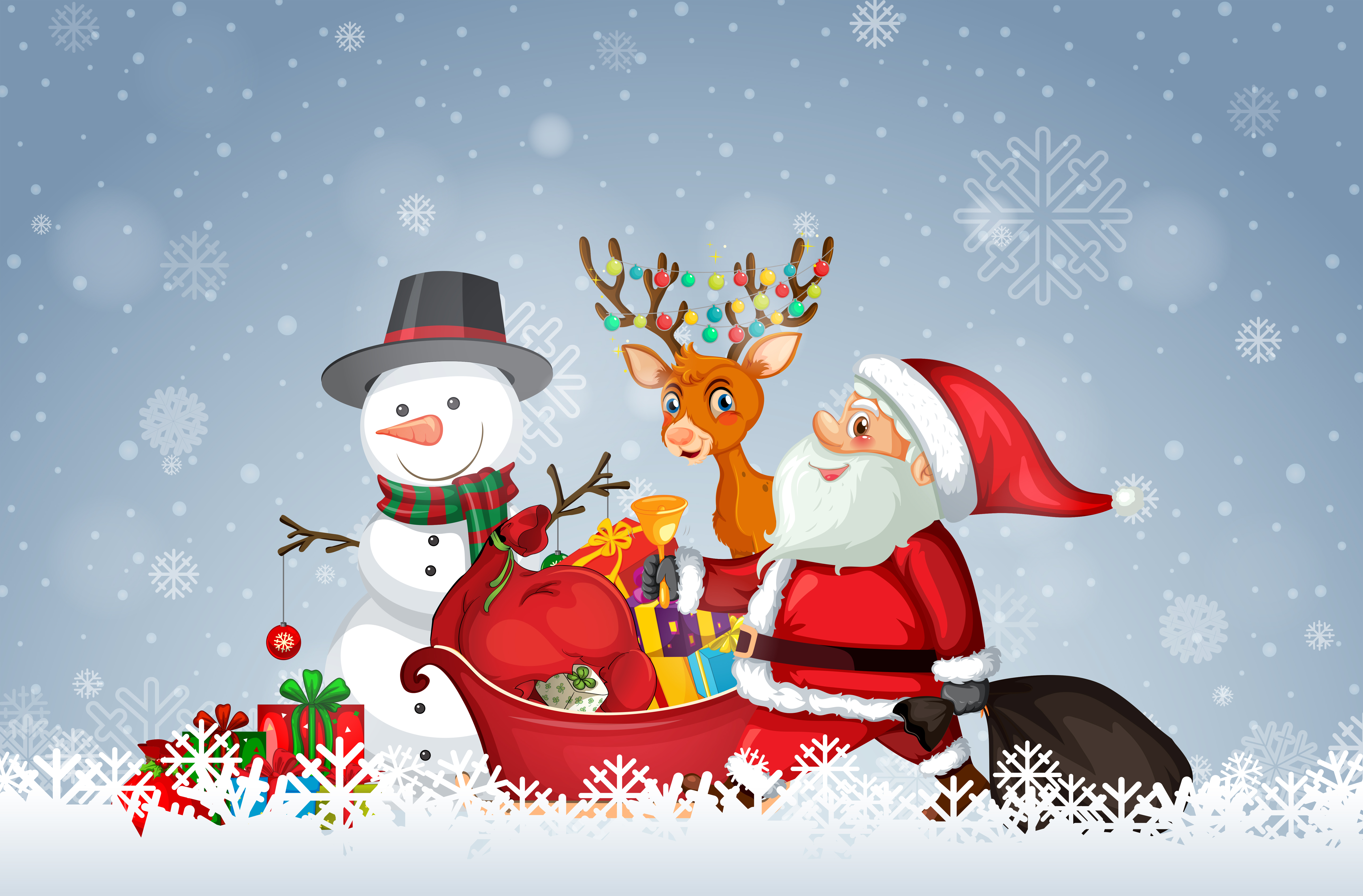 Père Noël avec modèle de Noël - Telecharger Vectoriel Gratuit, Clipart