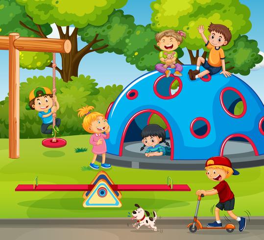 Children playing at playground vector