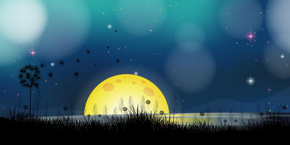 Background scene with fullmoon at the lake vector