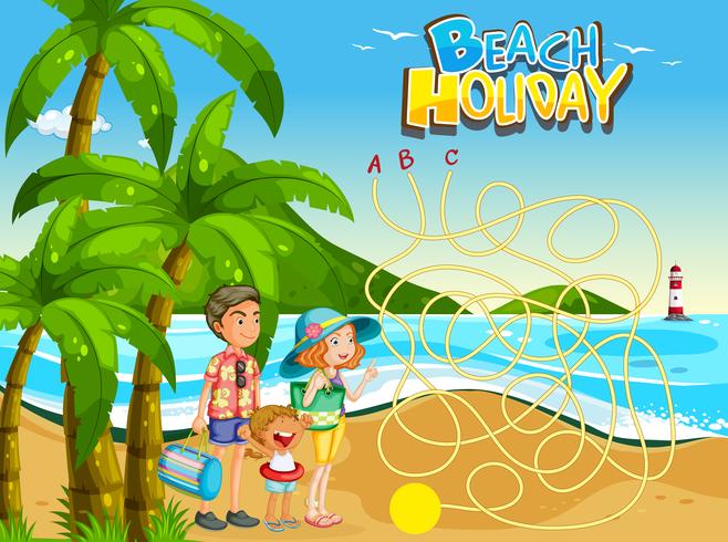 Plantilla de juego de playa familiar vector