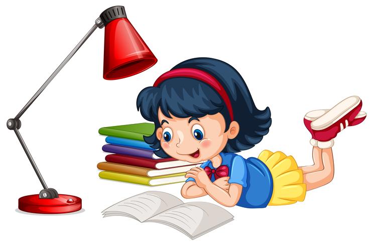 A girl reading book vector