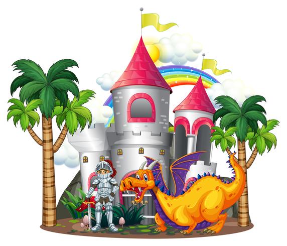 Knight And Dragon At The Castle Towers Download Free Vectors Clipart Graphics Vector Art