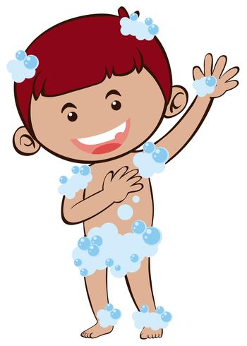 Little boy taking shower vector