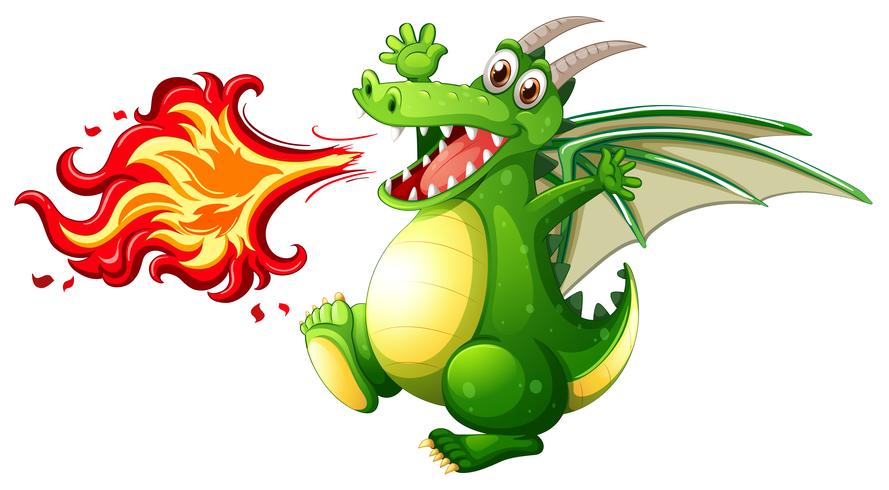 Un fuego de dragón verde vector