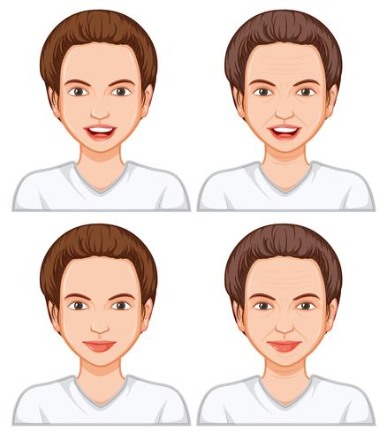 Female facial expression ageing vector