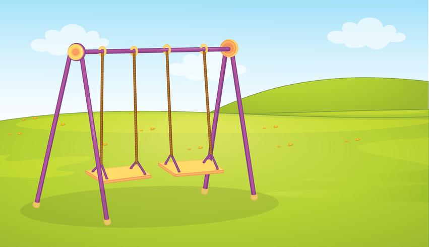 Empty swing set playground background vector