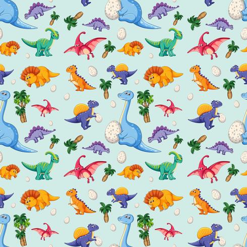 Dinosaur on seamless pattern vector