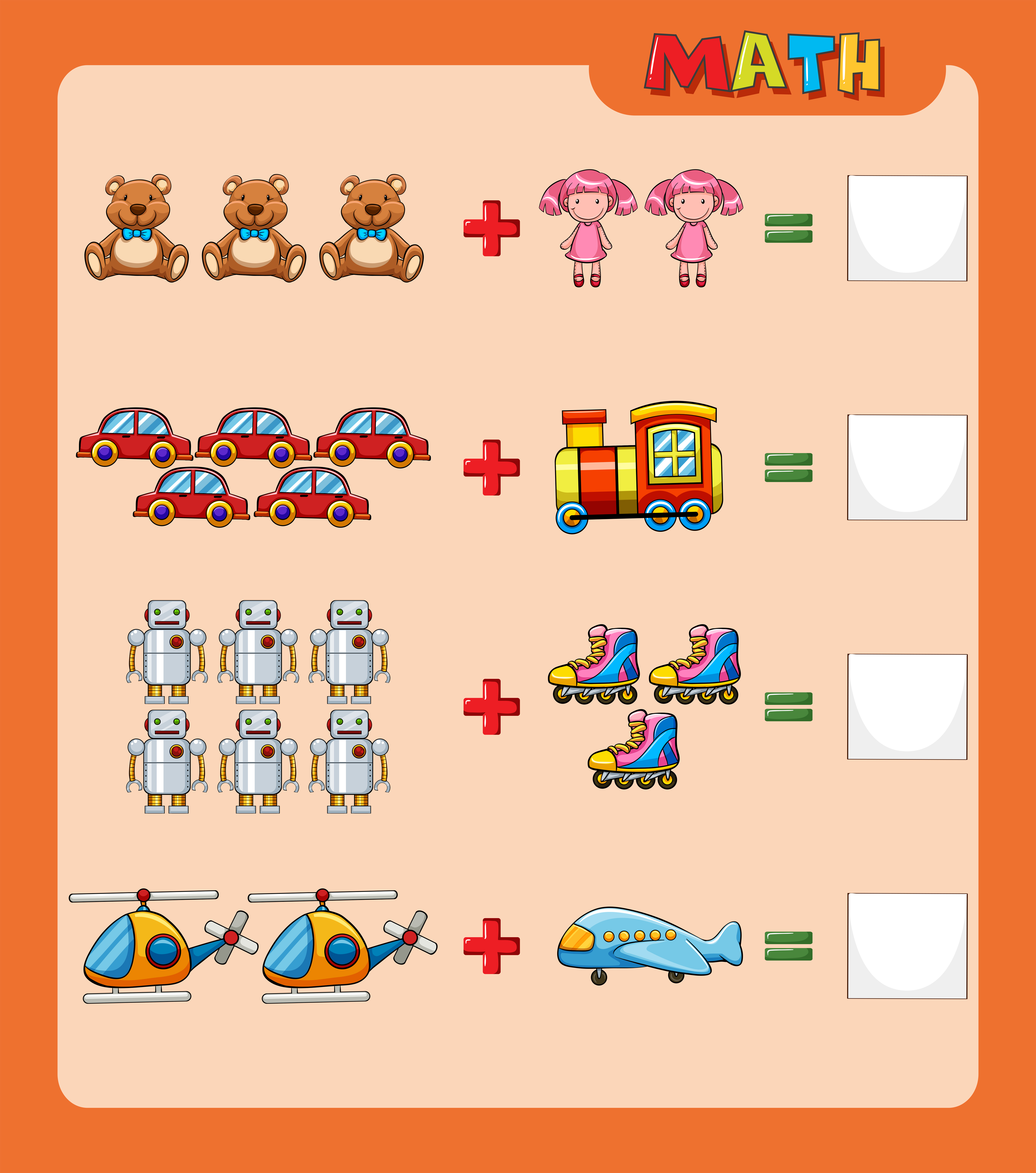 worksheet template for adding with pictures download free vectors
