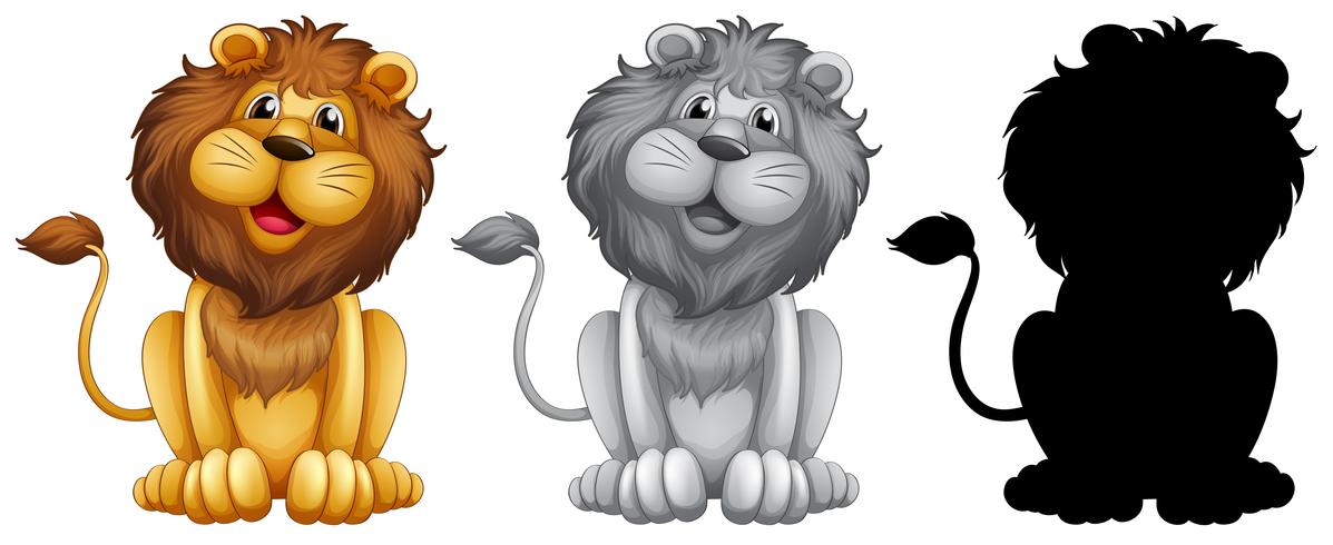 Set of lion character vector