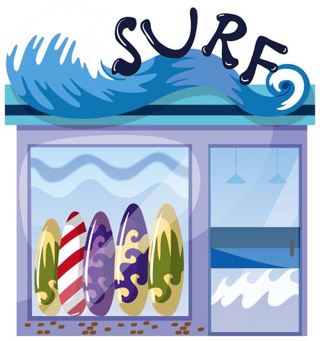 Una tienda de surf en el fondo blanco vector